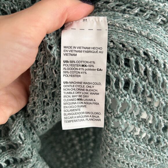 Chicos Open-Stitch Pullover Sweater Teal Sz 1 (M) - Picture 4 of 5